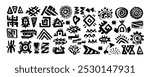 Mexican, American traditional symbols and sign. Set of Abstract aztec animal and  bird totem idols, ancient inca maya civilization primitive traditional signs.