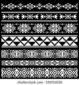 Aztec Seamless Pattern Black White Vector Stock Vector (Royalty Free ...