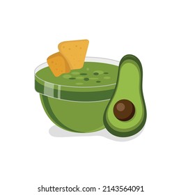 Mexican avocado sauce in a cup, traditional mexican food.