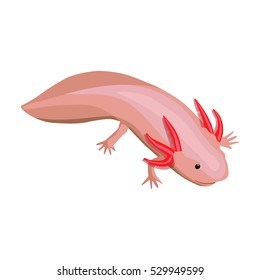 Mexican axolotl icon in cartoon style isolated on white background. Mexico country symbol stock vector illustration.