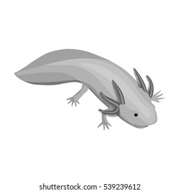 Mexican axolotl icon in monochrome style isolated on white background. Mexico country symbol stock vector illustration.