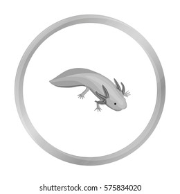 Mexican axolotl icon in monochrome style isolated on white background. Mexico country symbol stock vector illustration.