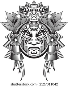 Mexican Aztec Face Mask Vector Stock Vector (Royalty Free) 2127011042 ...