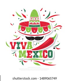 Mexican Banner Layout Design Viva Mexico Stock Vector (Royalty Free ...