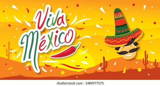 Mexican banner layout design. Viva Mexico holiday, vector illustration