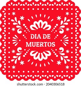 mexikanisches Banner mit den Worten "Dia De Muertos" (Tag der Toten). Partydekorationen Papel Picado mit floralem Dekor.