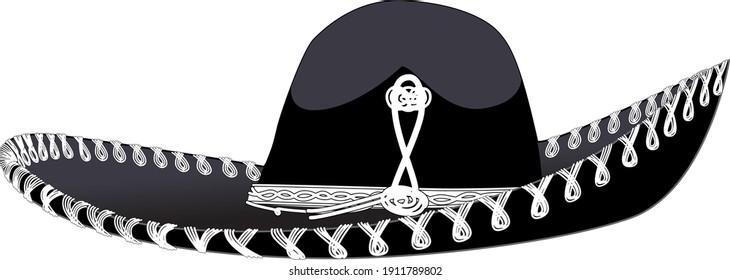 Mexican black sombrero with silver ornaments