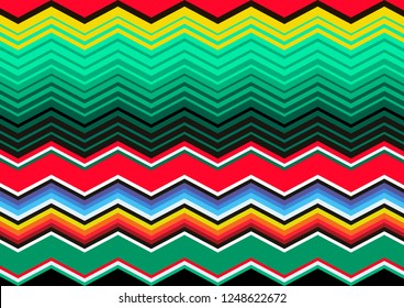 Mexican Blanket Stripes Seamless Vector Pattern. Typical colorful woven fabric from central america, zig zag texture 