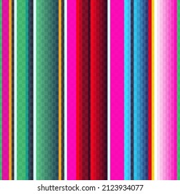 Mexican Blanket stripes vector pattern. Background for Cinco de Mayo party decor or ethnic Mexico fabric pattern with colorful stripes. Serape design vibrant color template, vector illustration 