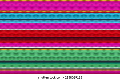 Mexican Blanket stripes vector pattern. Background for Cinco de Mayo party decor, ethnic Mexico fabric pattern with colorful stripes. Serape zig zag design vibrant color template vector illustration 