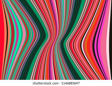 Mexican Blanket Stripes wavy shape Vector Pattern. Typical textile colorful woven fabric from central America