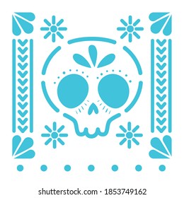 mexican blue skull icon on white background vector illustration design