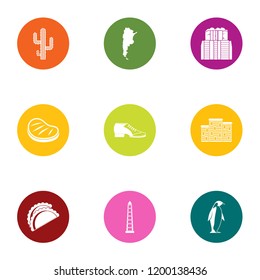Mexican border icons set. Flat set of 9 mexican border vector icons for web isolated on white background