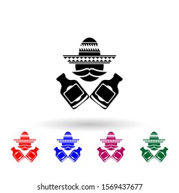 Mexican with bottles multi color icon. Simple glyph, flat vector of mexico icons for ui and ux, website or mobile application