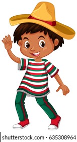 Mexican boy in traditional outfit illustration