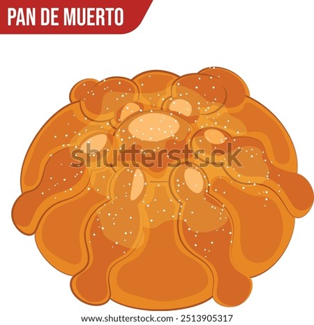 Mexican Bread of the Dead or Pan De Muerto with Powdered Sugar on Top Isolated on a White Background 