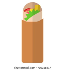 Mexican burrito flat icon, vector sign, colorful pictogram isolated on white. Symbol, logo illustration. Flat style design