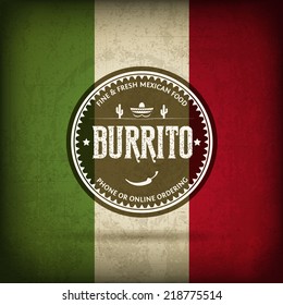 Mexican Burrito Food - Retro Badge Vector