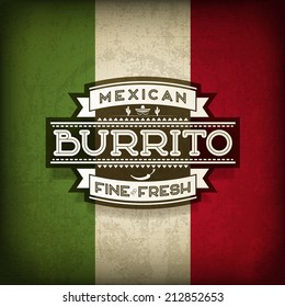 Mexican Burrito Food Vector Label