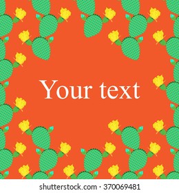 Mexican cactus. Background for greeting card, presentation, card, flyer and brochure. Vector illustration.