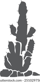 Mexican cactus black silhouette. Desert succulent icon