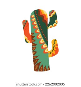 mexican cactus. Cartoon cacti in colorful doodle style isolated on white background. Desert cactus plants, tropical flora elements for mexican greeting cards. clipart. vector illustration