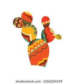 mexican cactus. Cartoon cacti in colorful doodle style isolated on white background. Desert cactus plants, tropical flora elements for mexican greeting cards. clipart. vector illustration
