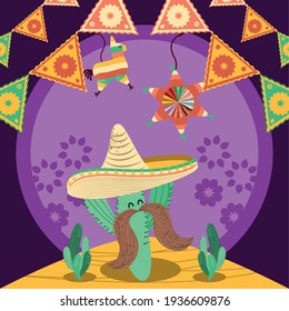 mexican cactus character hat decoration