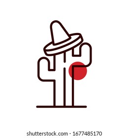 Cactus mexicanos con ese diseño de icono de medio color estilo medio color, cultura de México turismo hispano y tema de partido Ilustración vectorial