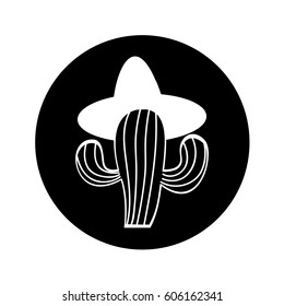 mexican cactus with hat isolated icon vector illustration design