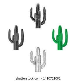 Mexican cactus icon in cartoon,black style isolated on white background. Mexico country symbol stock vector illustration. svg