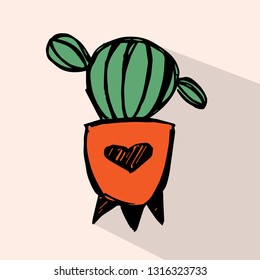 Mexican Cactus Icon with Color. Vector Illustration for Graphic Design, Template, Background, Business, Shirt, and More. 