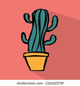 Mexican Cactus Icon with Color. Vector Illustration for Graphic Design, Template, Background, Business, Shirt, and More. 