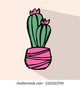 Mexican Cactus Icon with Color. Vector Illustration for Graphic Design, Template, Background, Business, Shirt, and More. 