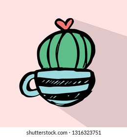 Mexican Cactus Icon with Color. Vector Illustration for Graphic Design, Template, Background, Business, Shirt, and More. 