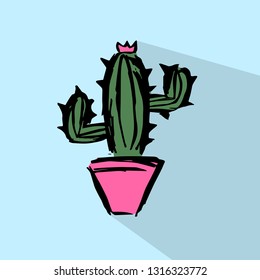 Mexican Cactus Icon with Color. Vector Illustration for Graphic Design, Template, Background, Business, Shirt, and More. 