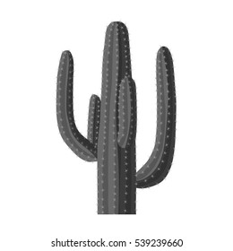 Mexican cactus icon in monochrome style isolated on white background. Mexico country symbol stock vector illustration. svg