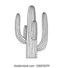 Mexican cactus icon in outline style isolated on white background. Mexico country symbol vector illustration. svg