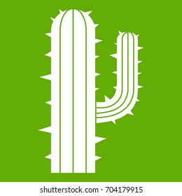 Mexican cactus icon white isolated on green background. Vector illustration