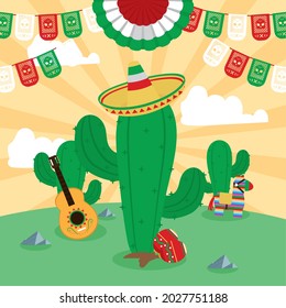 mexican cactus and icons scene