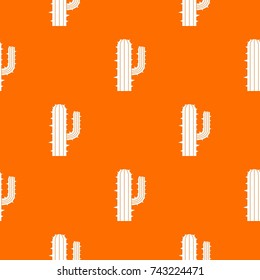 Mexican cactus pattern repeat seamless in orange color for any design. Vector geometric illustration