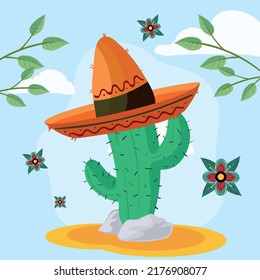 mexikanisches Kaktus-Poster mit Blumen