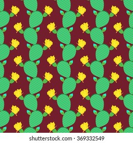 Mexican cactus. Seamless background pattern. Vector illustration. 