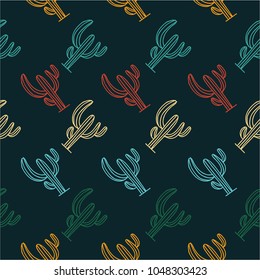Mexican Cactus seamless pattern illustration. Hand drawn desert plant in doodle style.