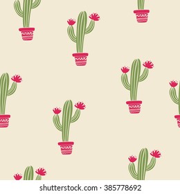 Mexican cactus seamless print 