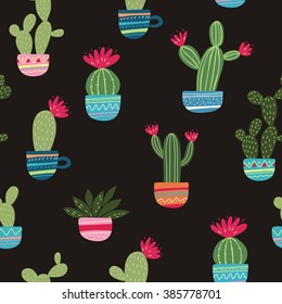 Mexican cactus seamless print 