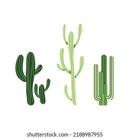 Mexican cactus set. Desert spiny plant, cacti flower and tropical home plants or garden cactuses and succulent. Flora isolated vector icons collection. Illustration in flat style.