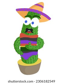 mexican cactus in sombrero showing like