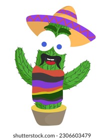 mexican cactus in sombrero wants to cuddle