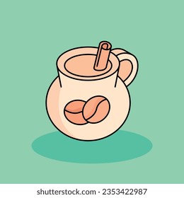 Mexican Cafe De Olla Free vector cartoon icon illustration.Mexican Food icons concept isolated . flat cartoon style